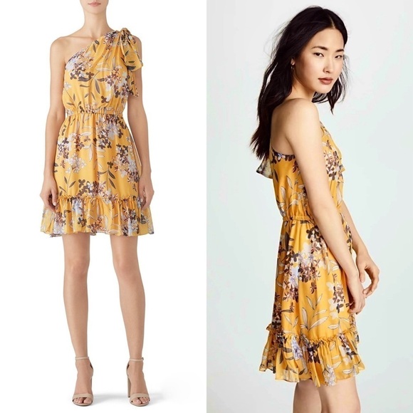 SHOSHANNA 70s Silk Floral Print 1 Shoulder Sleeveless Tier Ruffle Mini Dress 10 - Picture 9 of 11